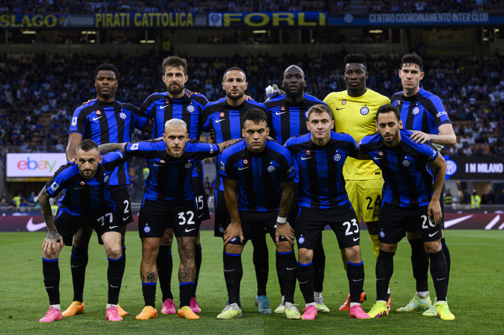 Players of FC Internazionale pose for a team photo prior to