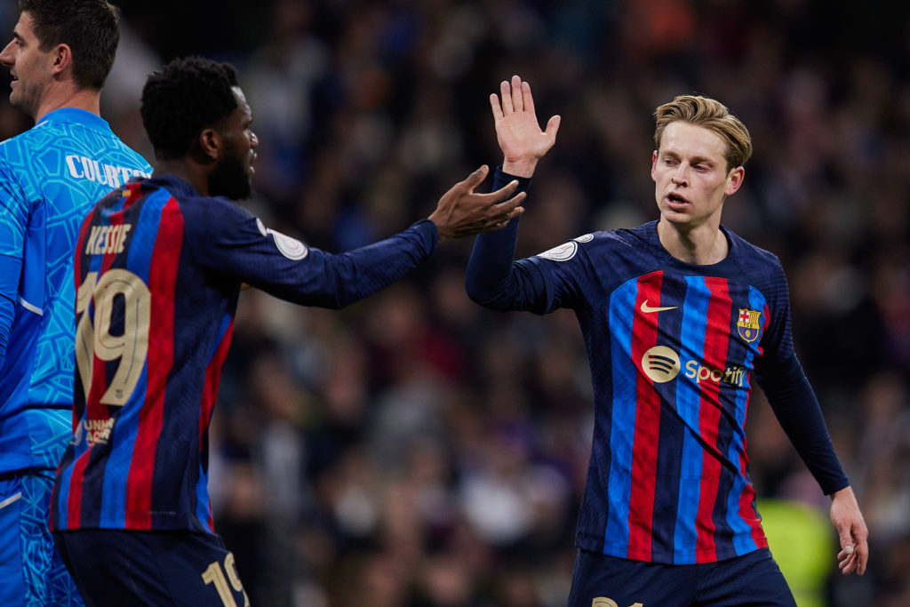 (L-R) Franck Kessie and Frenkie de Jong of FC Barcelona