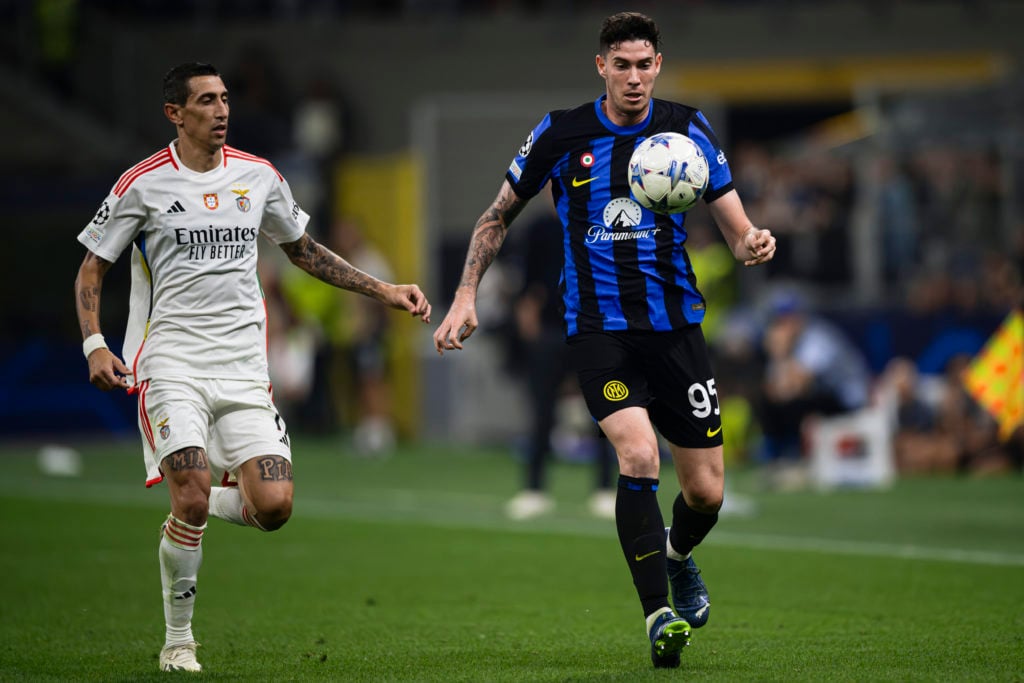 Alessandro Bastoni (R) of FC Internazionale competes for the