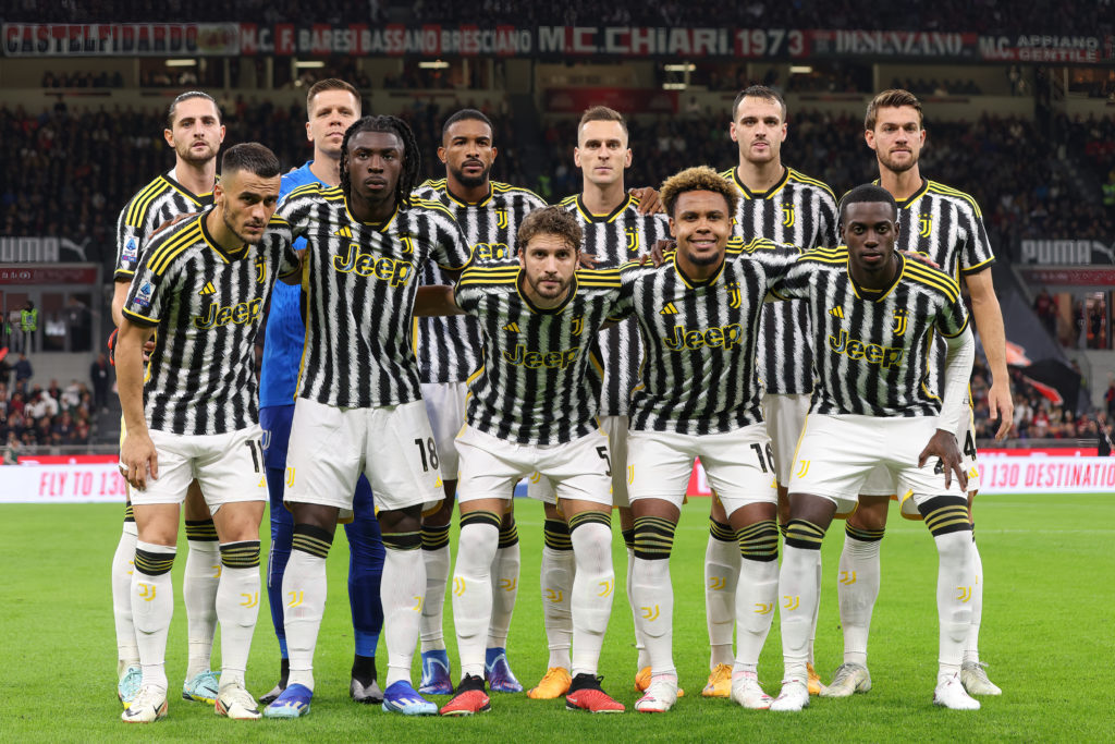 Players of Juventus FC in the center field for team photo