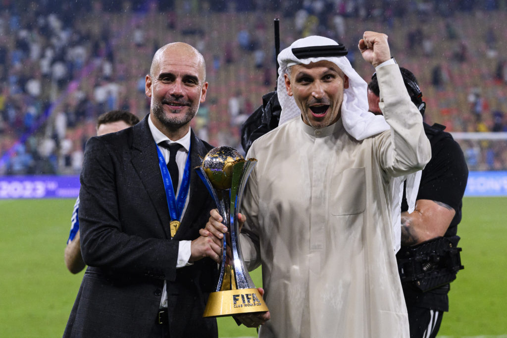 Pep Guardiola with the FIFA Club World Cup in 2023.