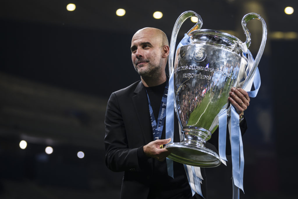 Pep Guardiola, head coach of Manchester City FC, poses for a