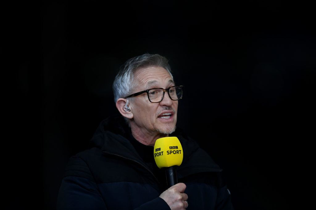 Gary Lineker during Leicester City v Manchester United: Emirates FA Cup Quarter Final