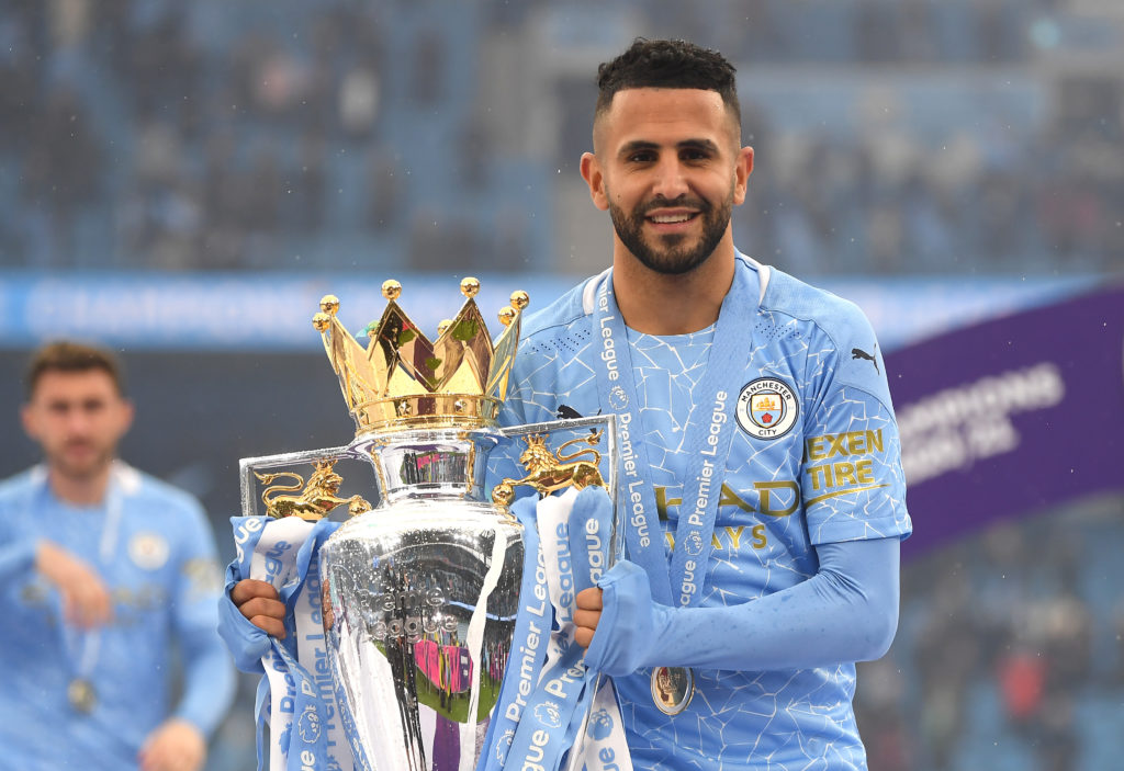 Riyad Mahrez with the Premier League trophy.