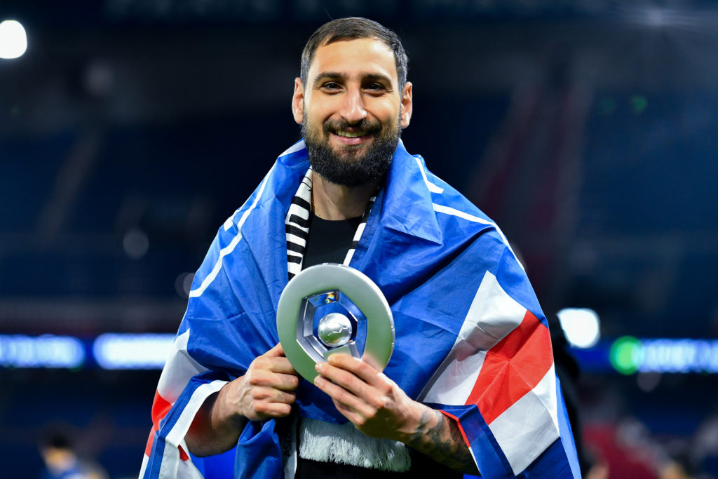 Gianluigi Donnarumma smiling during Paris Saint-Germain v Toulouse