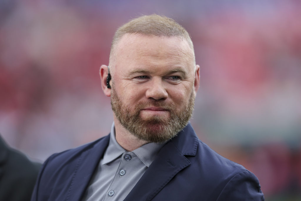 Close up of Wayne Rooney's face while doign punditry work