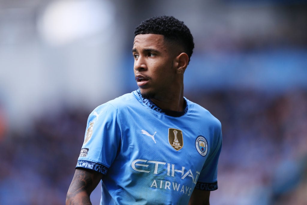 Savinho looking on during Manchester City vs Ipswich Town