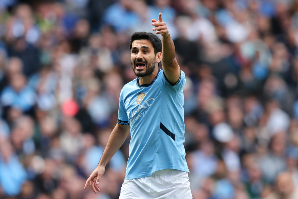 Ilkay Gundogan shouting and pointing during Manchester City vs Ipswich Town