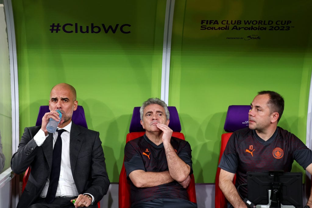 Pep Guardiola and Junma Lillo ahead of Manchester City v Fluminense: Final - FIFA Club World Cup Saudi Arabia 2023
