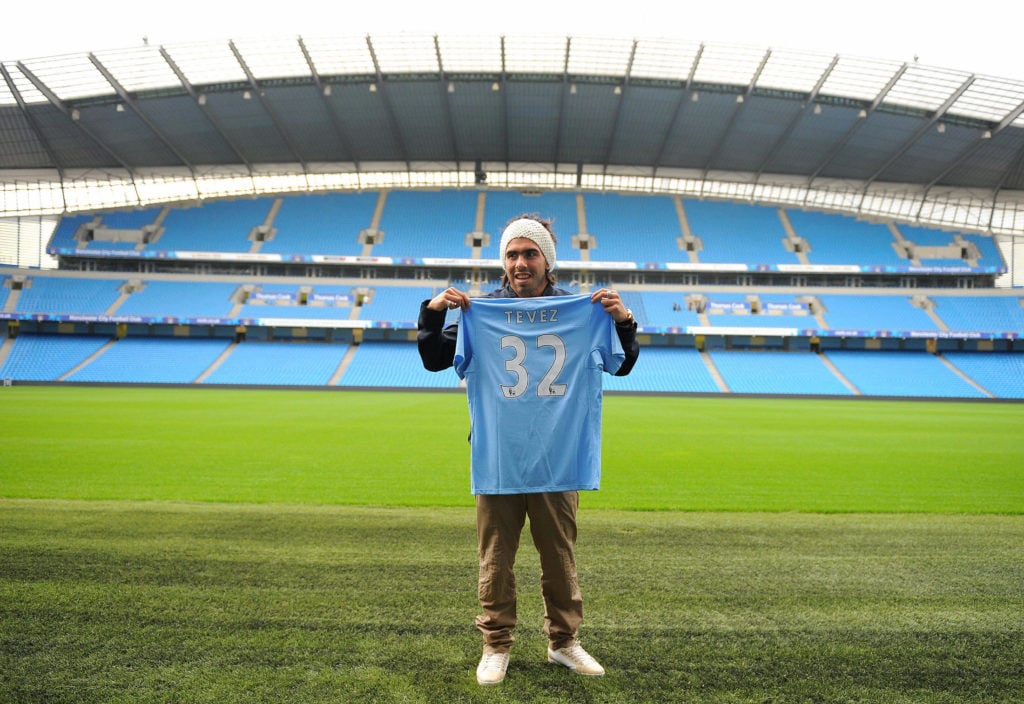 Argentinian footballer Carlos Tevez pose