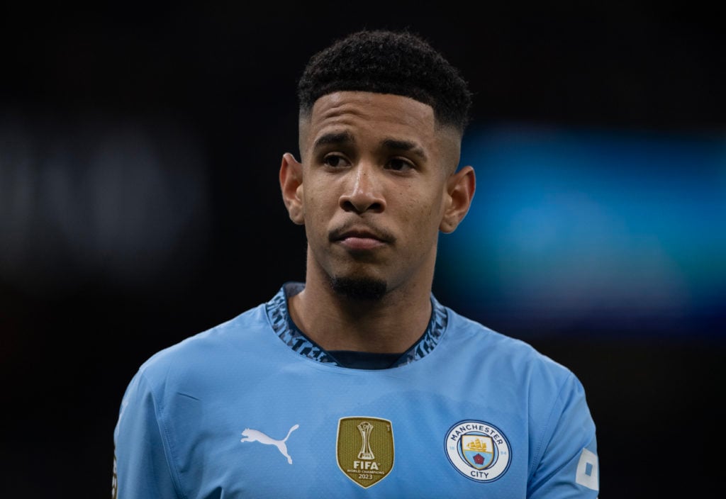 Savinho in action during Manchester City FC v Tottenham Hotspur.