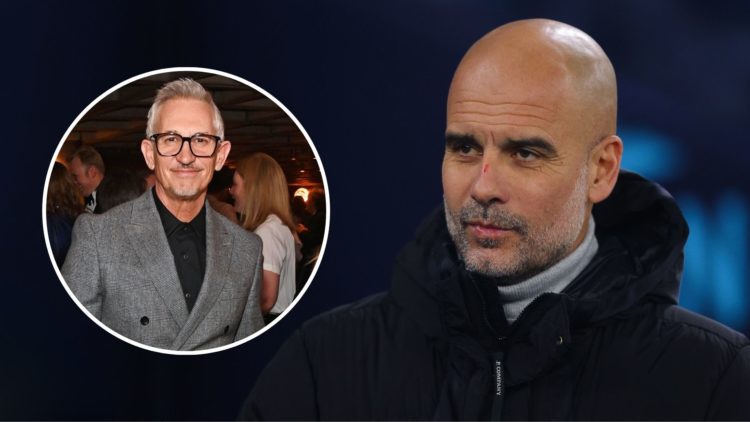 Pep Guardiola. Inset, Gary Lineker.
