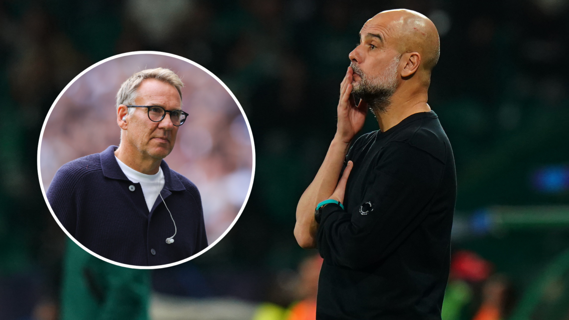 Guardiola with an inset of Paul Merson