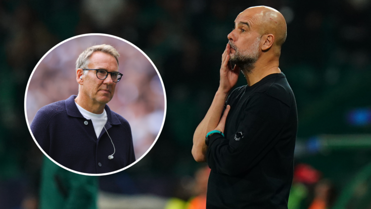 Guardiola with an inset of Paul Merson