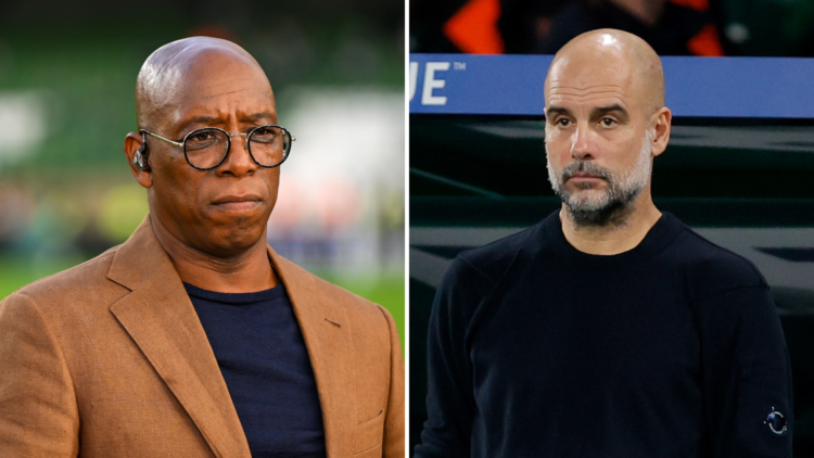 Split of Ian Wright (L) and Pep Guardiola (R)