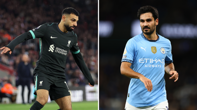 Split of Ilkay Gundogan (R) and Mo Salah (L)