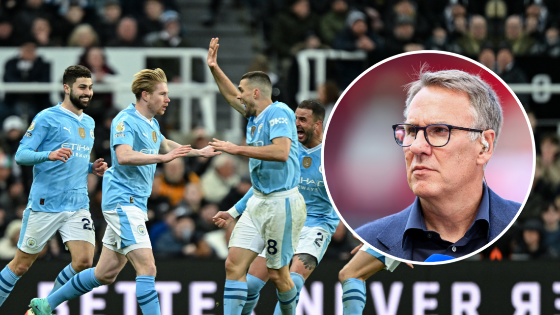 Man City players with an inset of Paul Merson