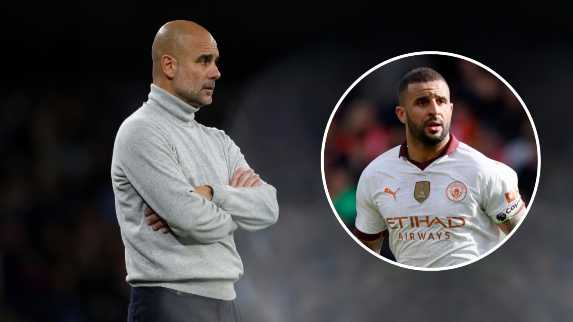 Pep Guardiola with an inset of Kyle Walker