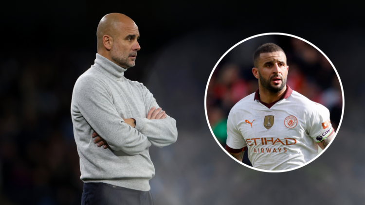 Pep Guardiola with an inset of Kyle Walker