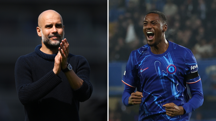 Split of Tosin Adarabioyo playing for Chelsea and Pep Guardiola