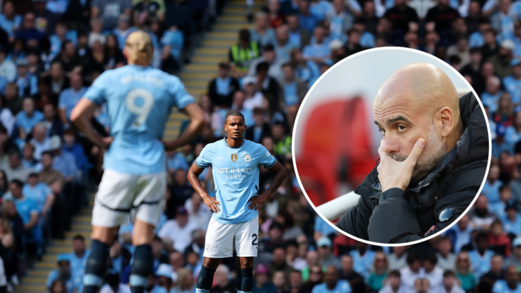 City players looking upset with an inset of Guardiola
