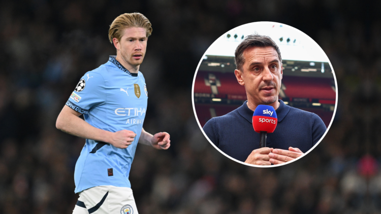 Kevin De Bruyne and inset of Gary Neville