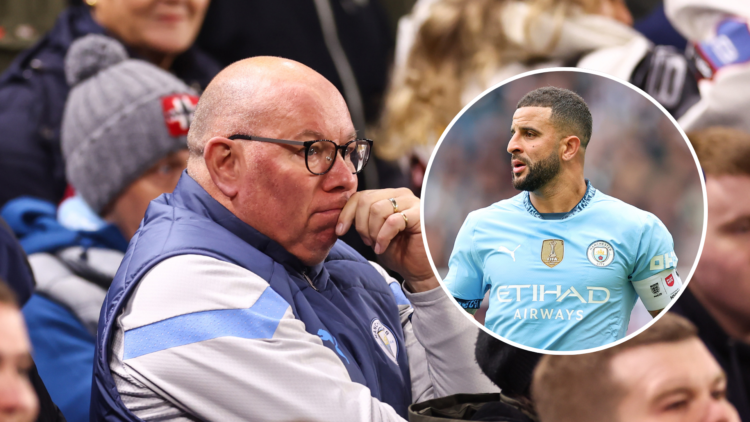 Manchester City fans with an inset of Kyle Walker