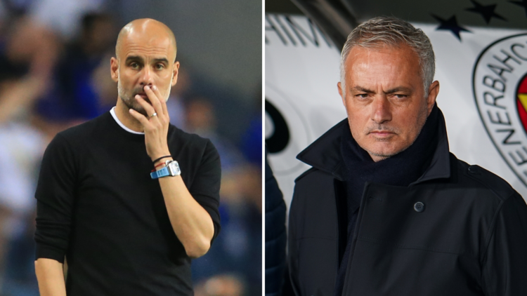 Split Pep Guardiola (L) and Jose Mourinho (R)