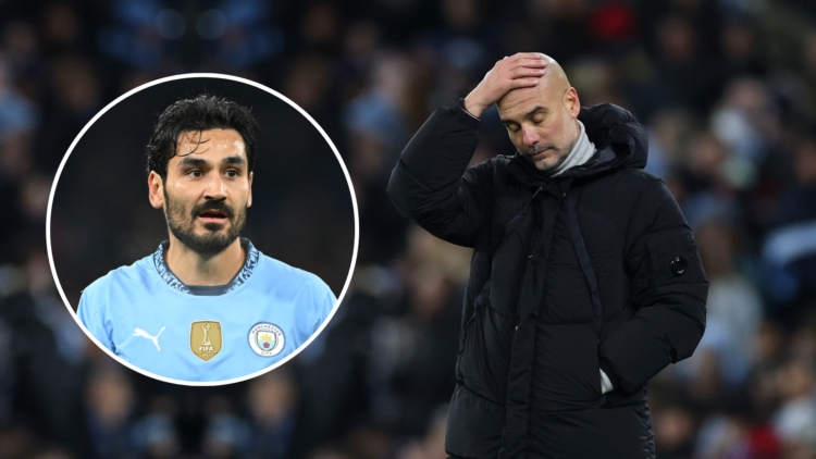 Pep Guardiola with an inset of Ilkay Gundogan