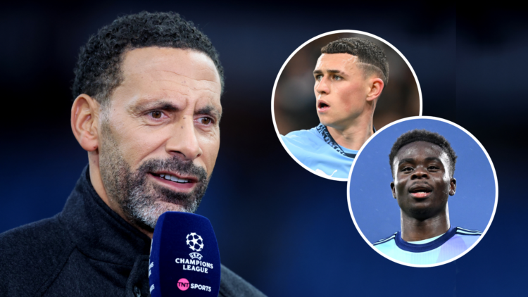 Rio Ferdinand with two insets of Phil Foden and Bukayo Saka