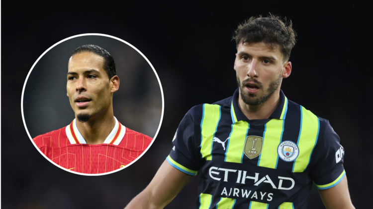 Ruben Dias with an inset of Virgil van Dijk