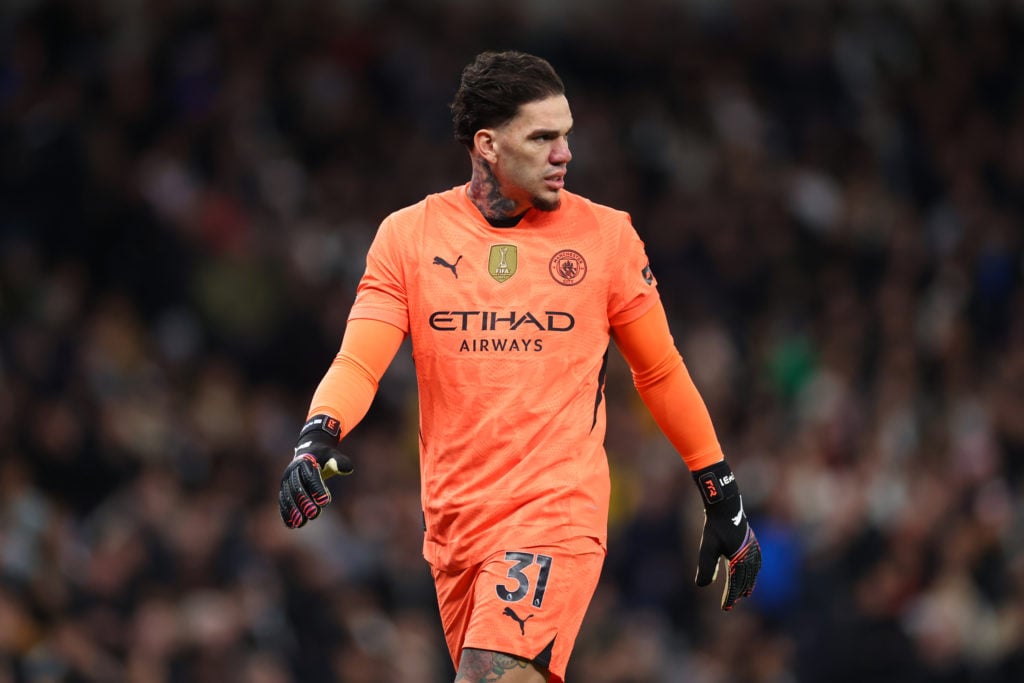 Ederson in action for Man City vs Tottenham