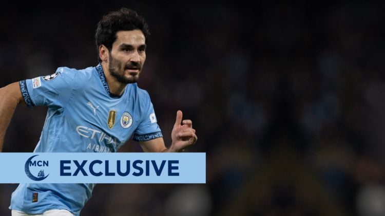 Ilkay Gundogan of Manchester City in action during the UEFA Champions League 2024/25 League Phase MD8 match between Manchester City and Club Brugge KV
