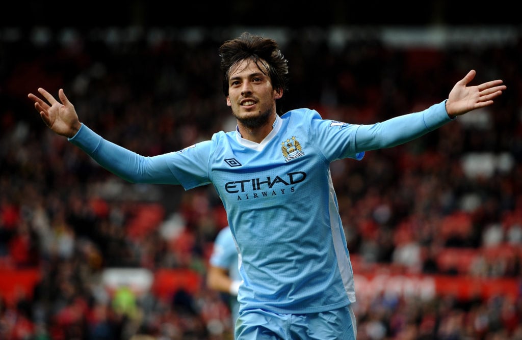 David Silva in action for Man City against Manchester United