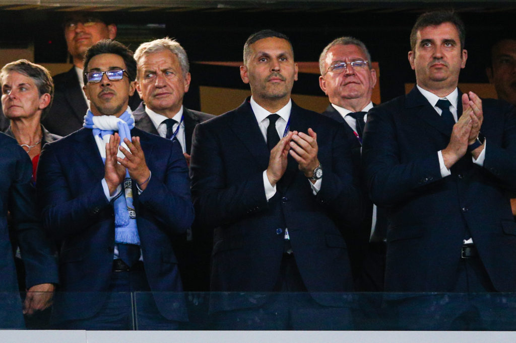 Khaldoon Al Mubarak at a Man City match.