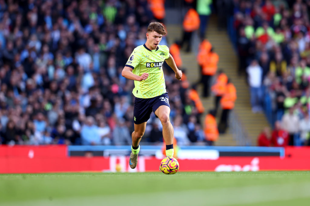 Tyler Dibling carrying the ball during Manchester City vs Southampton