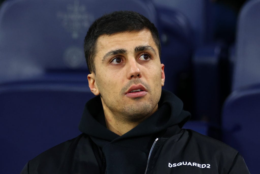 Close up of the face of Man City star Rodri