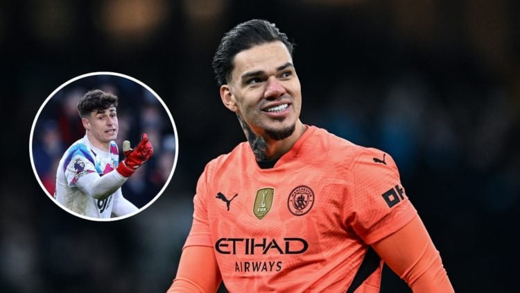 Ederson with inset of Kepa Arrizabalaga