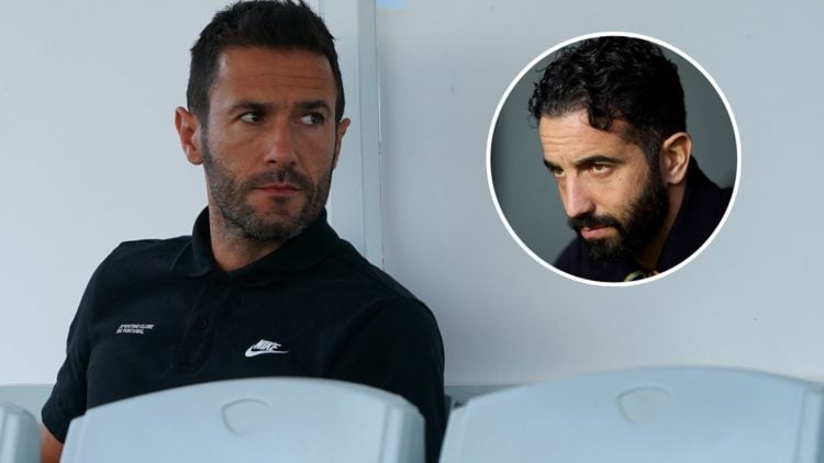 Hugo Viana of Sporting CP before the start of the Pre-Season Friendly match between Sporting CP and KRC Genk at Estadio Algarve. Ruben Amorim, head...