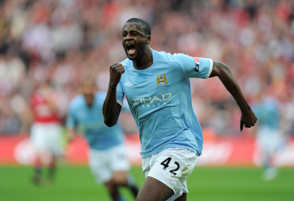 Yaya Toure playing for Man City