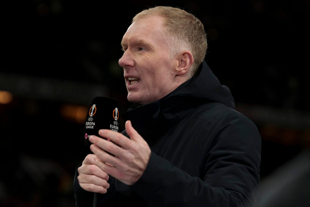Paul Scholes doing punditry work for Manchester United v Real Sociedad