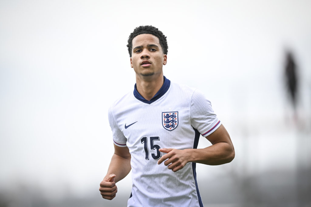 Divine Mukasa in action between England and Czechia U18's side