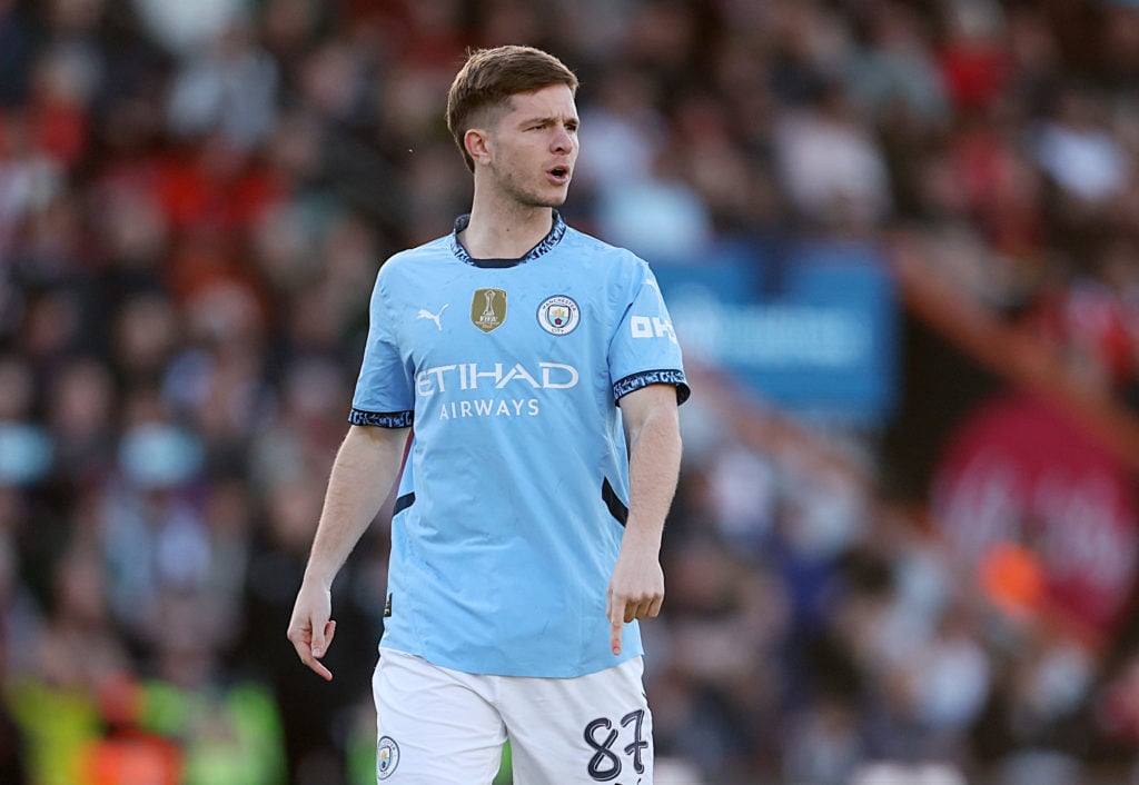 James McAtee in action during Bournemouth v Manchester City