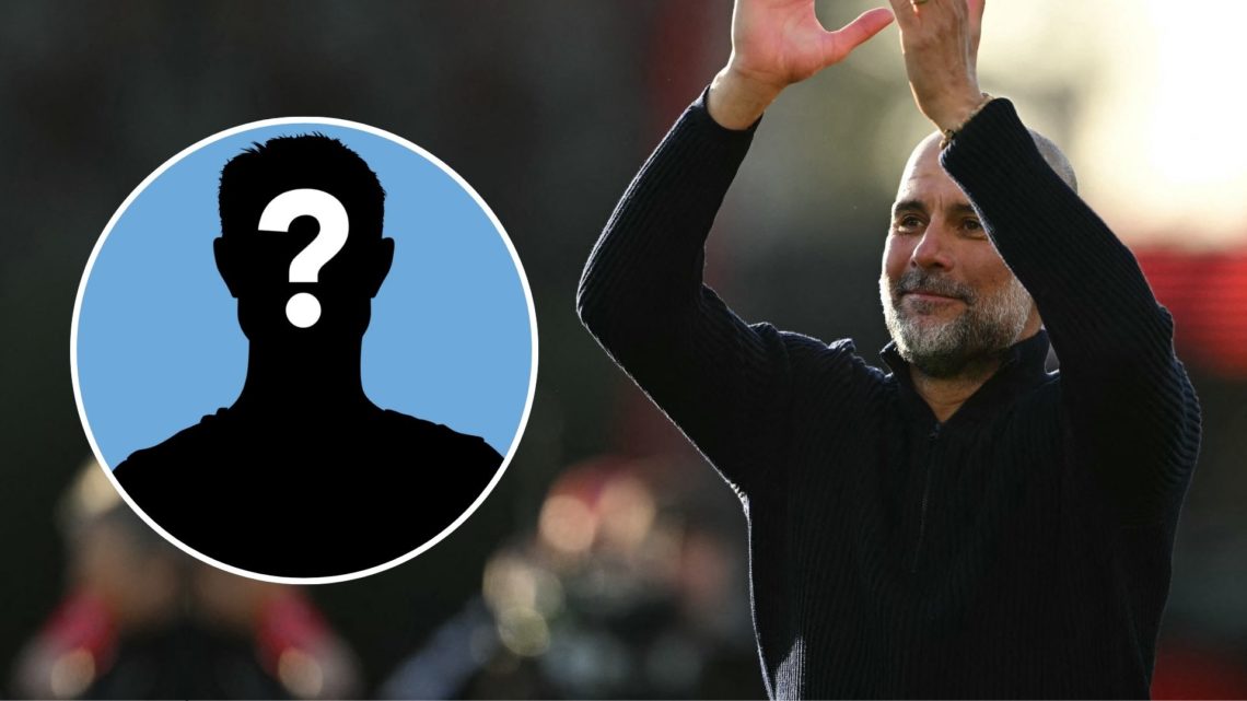 Manchester City's Spanish manager Pep Guardiola celebrates after the English FA Cup quarter-final football match. Inset, a mystery player.