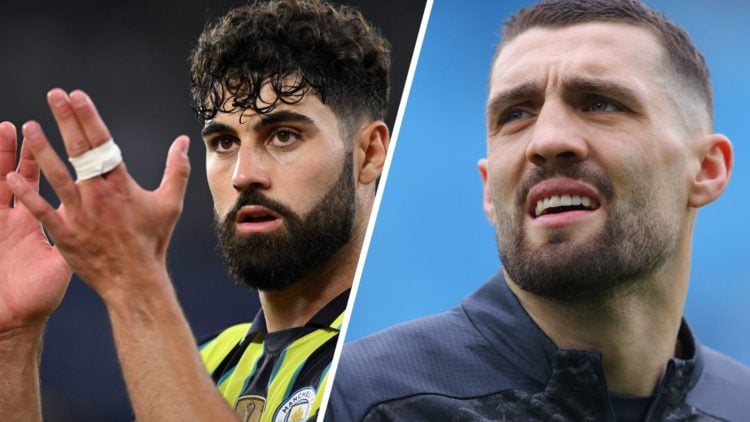 Split Image of Josko Gvardiol of Manchester City and Mateo Kovacic