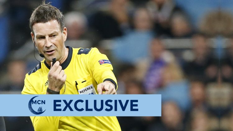 Referee Mark Clattenburg gestures at the end of the UEFA Champions League match between Sevilla FC and Juventus at Estadio Ramon Sanchez Pizjuan on...