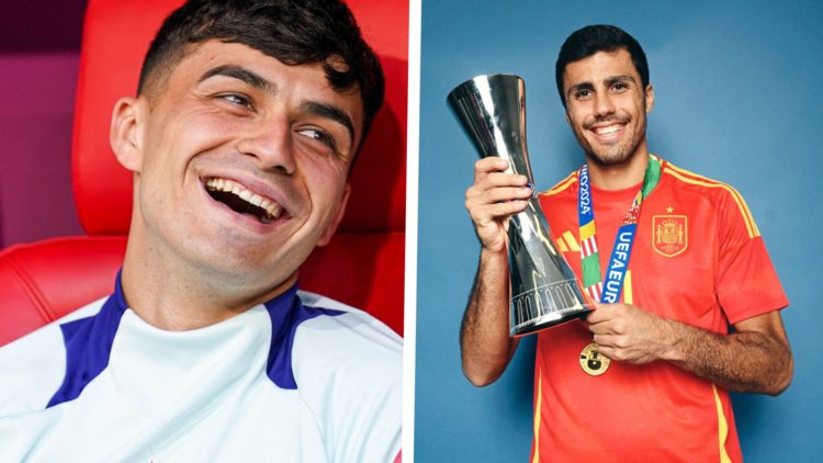 Split Image of Pedri of Spain and Rodri