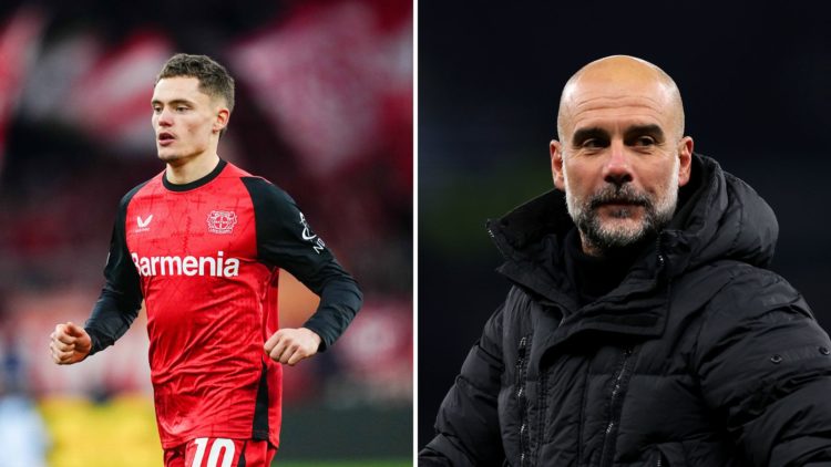 Split image: Florian Wirtz of Bayer 04 Leverkusen looks on during the UEFA Champions League 2024/25 round of 16 match between FC Bayern München and...