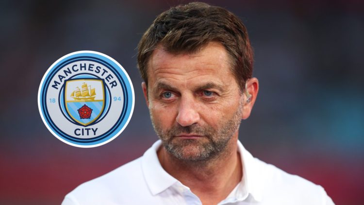 Tim Sherwood with inset of Manchester City badge