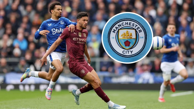 Matheus Nunes with inset of Manchester City badge
